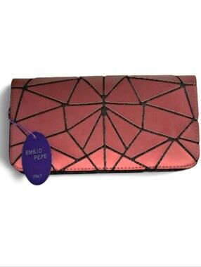 Emilio Pepe Geometric Wallet Matte Red NWT